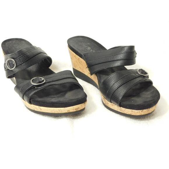 Kim Rogers Black Sandle Skide on Wedge Heel Shoes - 7 M - Picture 1 of 5